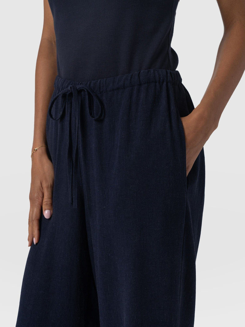 Corinne Linen Pant - Navy - Women's Trousers | Saint + Sofia® UK