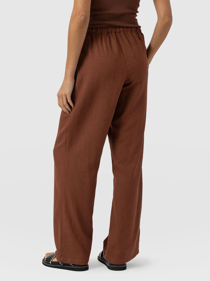 Corinne Linen Pant - Russet Brown - Women's Trousers | Saint + Sofia® UK