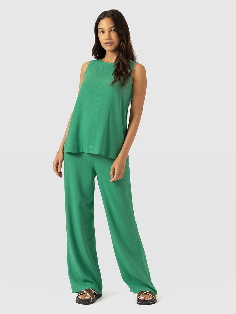 Corinne Linen Tunic - Green - Women's T-shirts | Saint + Sofia® UK