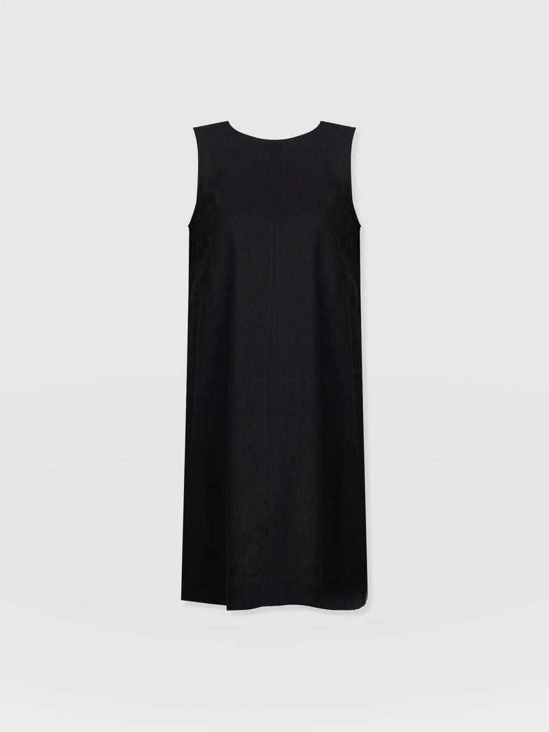 Corinne Linen Shift Dress - Black - Women's Dresses | Saint and Sofia® UK
