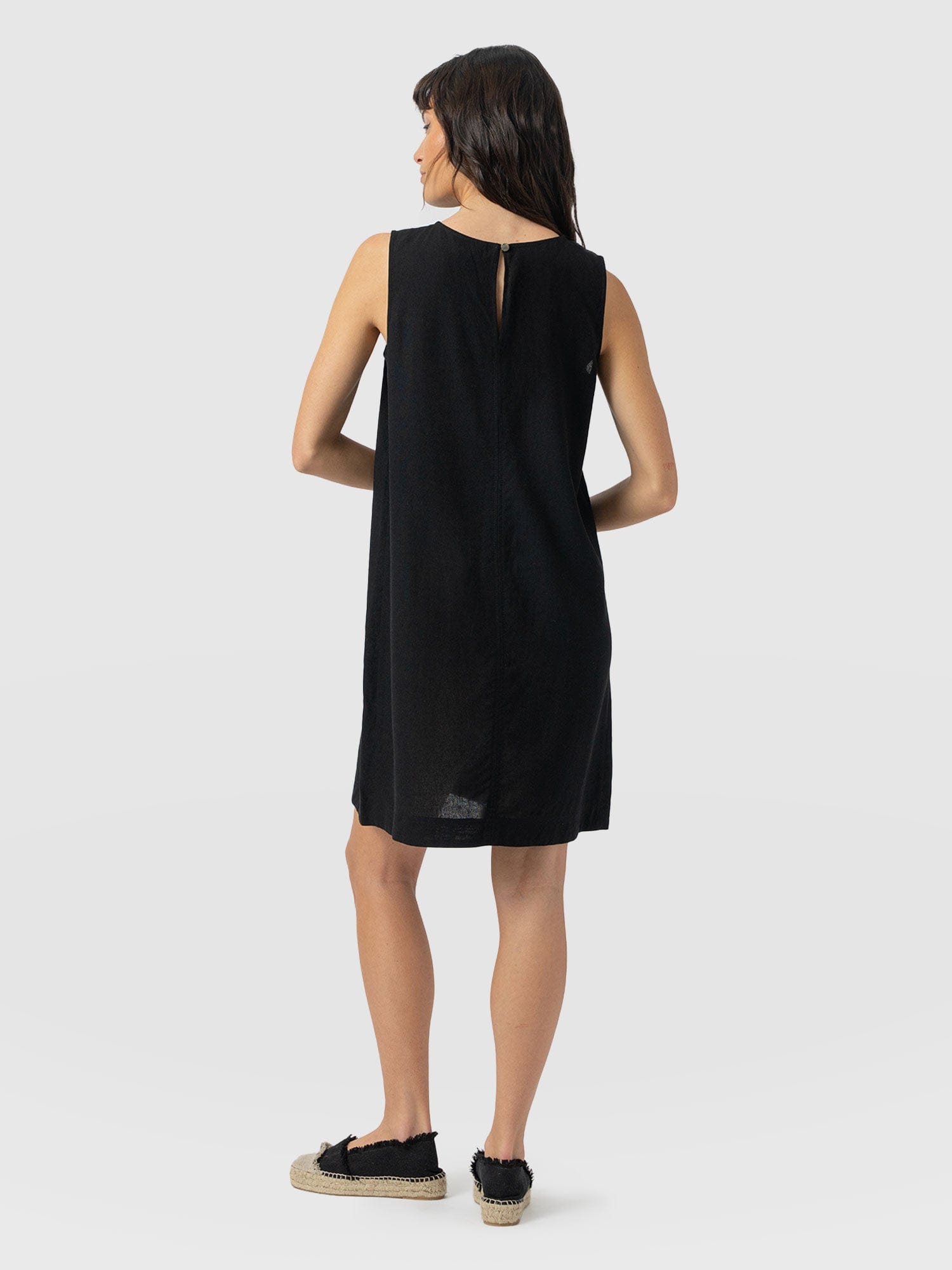 Corinne Linen Shift Dress - Black - Women's Dresses | Saint and Sofia® UK