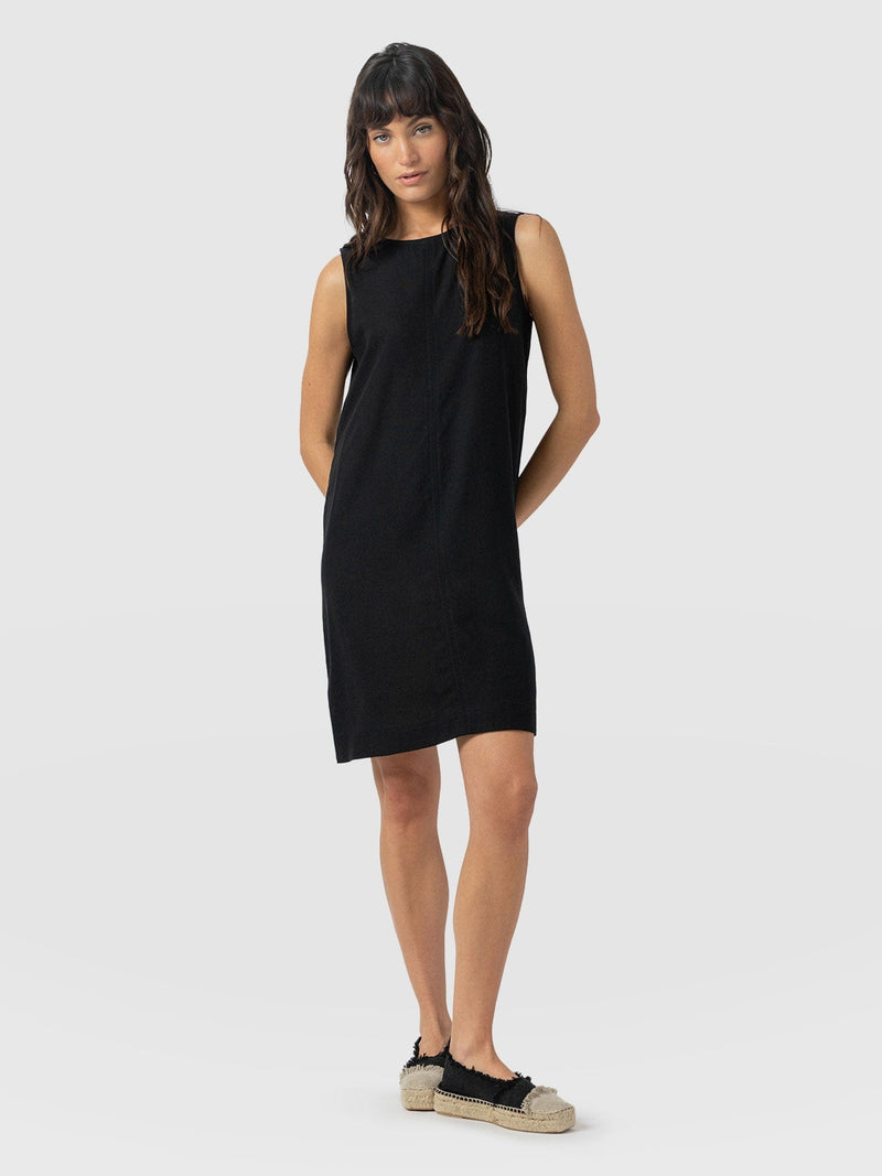 Corinne Linen Shift Dress - Black - Women's Dresses | Saint and Sofia® UK