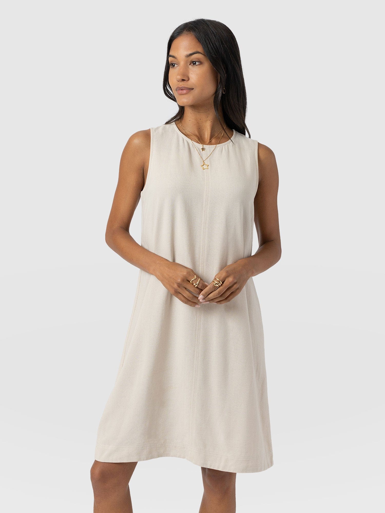 Corinne Linen Shift Dress - Oatmeal - Women's Dresses | Saint + Sofia® UK