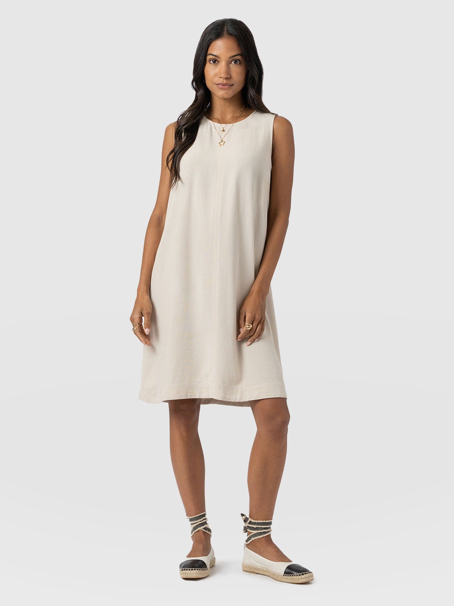 Corinne Linen Shift Dress - Oatmeal - Women's Dresses | Saint + Sofia® UK
