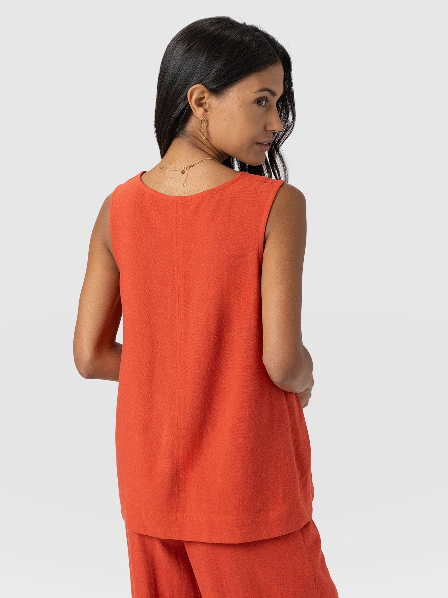 Corinne V Neck Tunic - Burnt Orange - Women's T-shirts | Saint + Sofia® UK