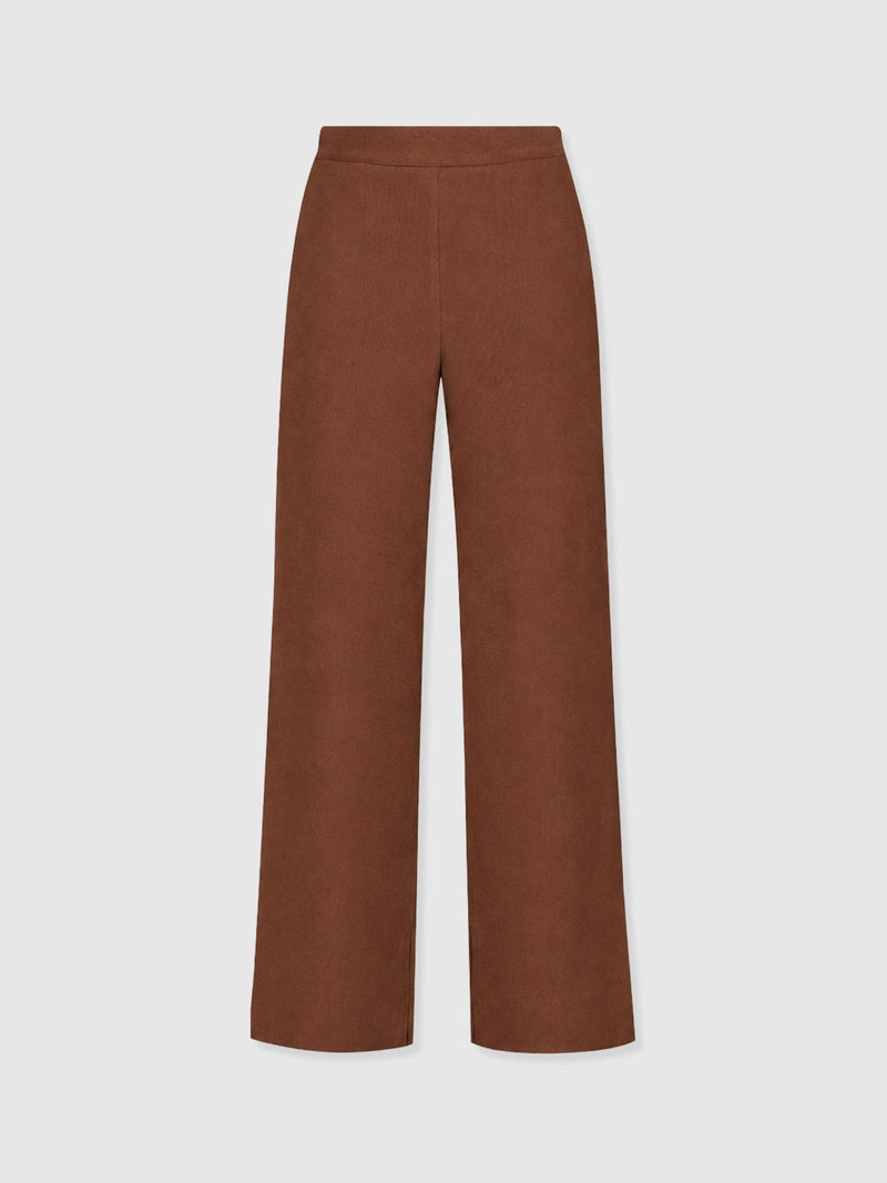 Corinne Wide Leg Linen Pant - Russet Brown - Women's Trousers | Saint + Sofia® UK