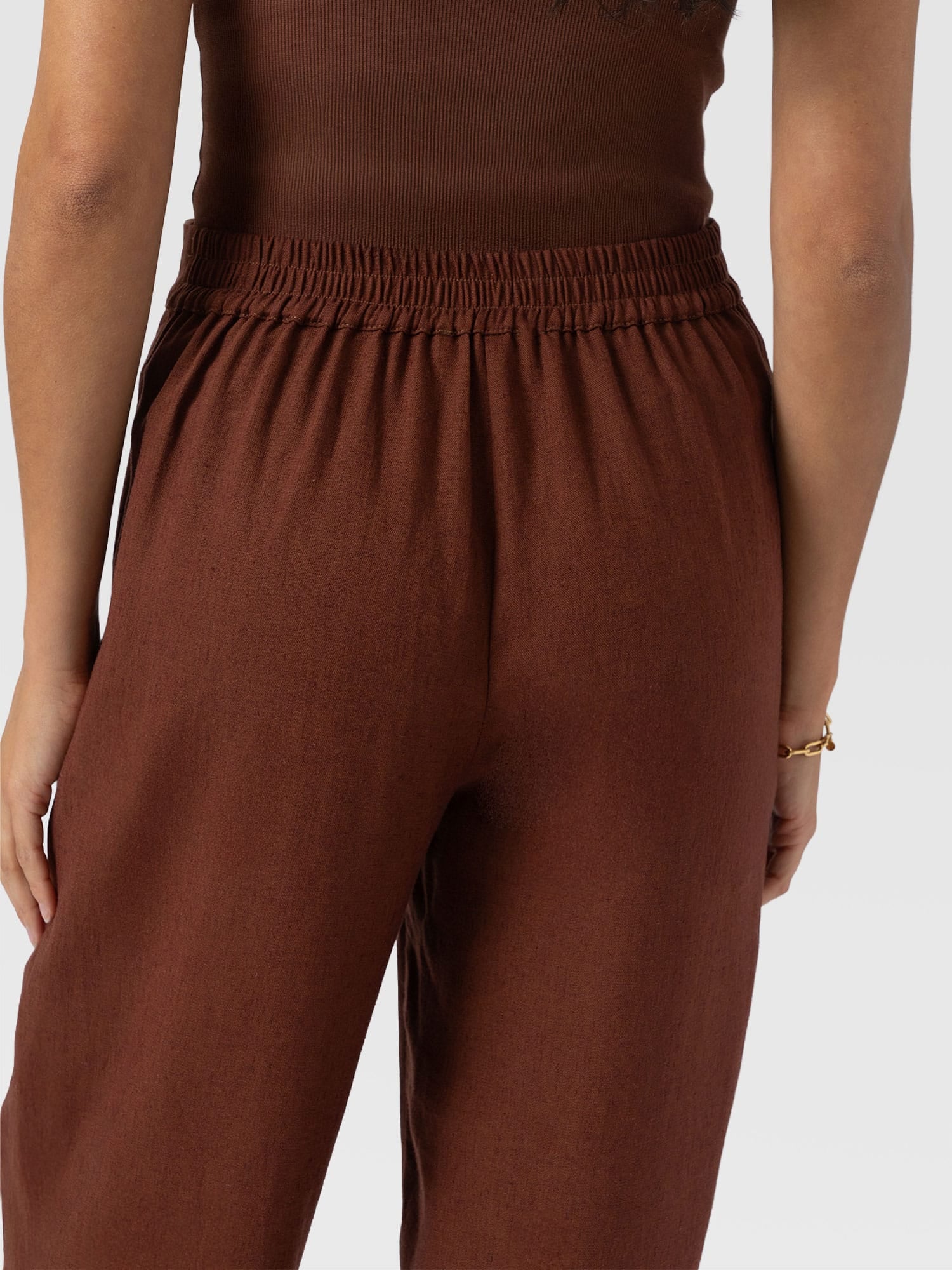 Corinne Wide Leg Linen Pant - Russet Brown - Women's Trousers | Saint + Sofia® UK