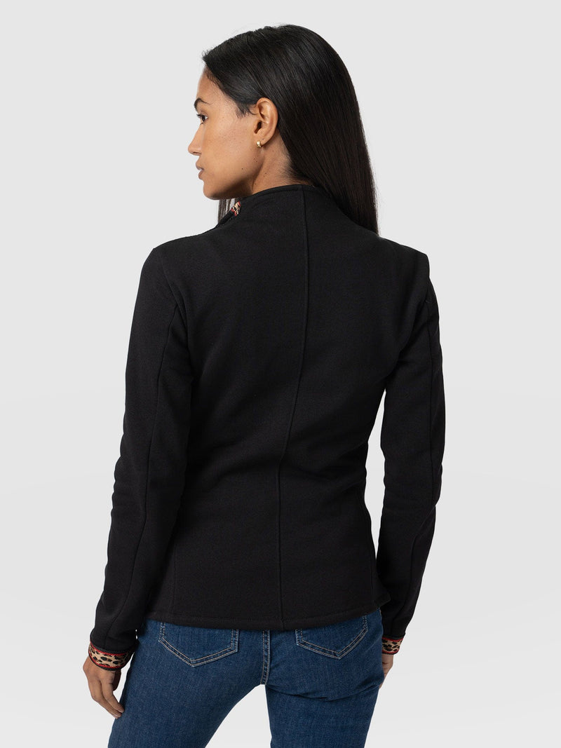 Cotton Biker Jacket Black Leopard - Women's Jackets | Saint + Sofia® UK