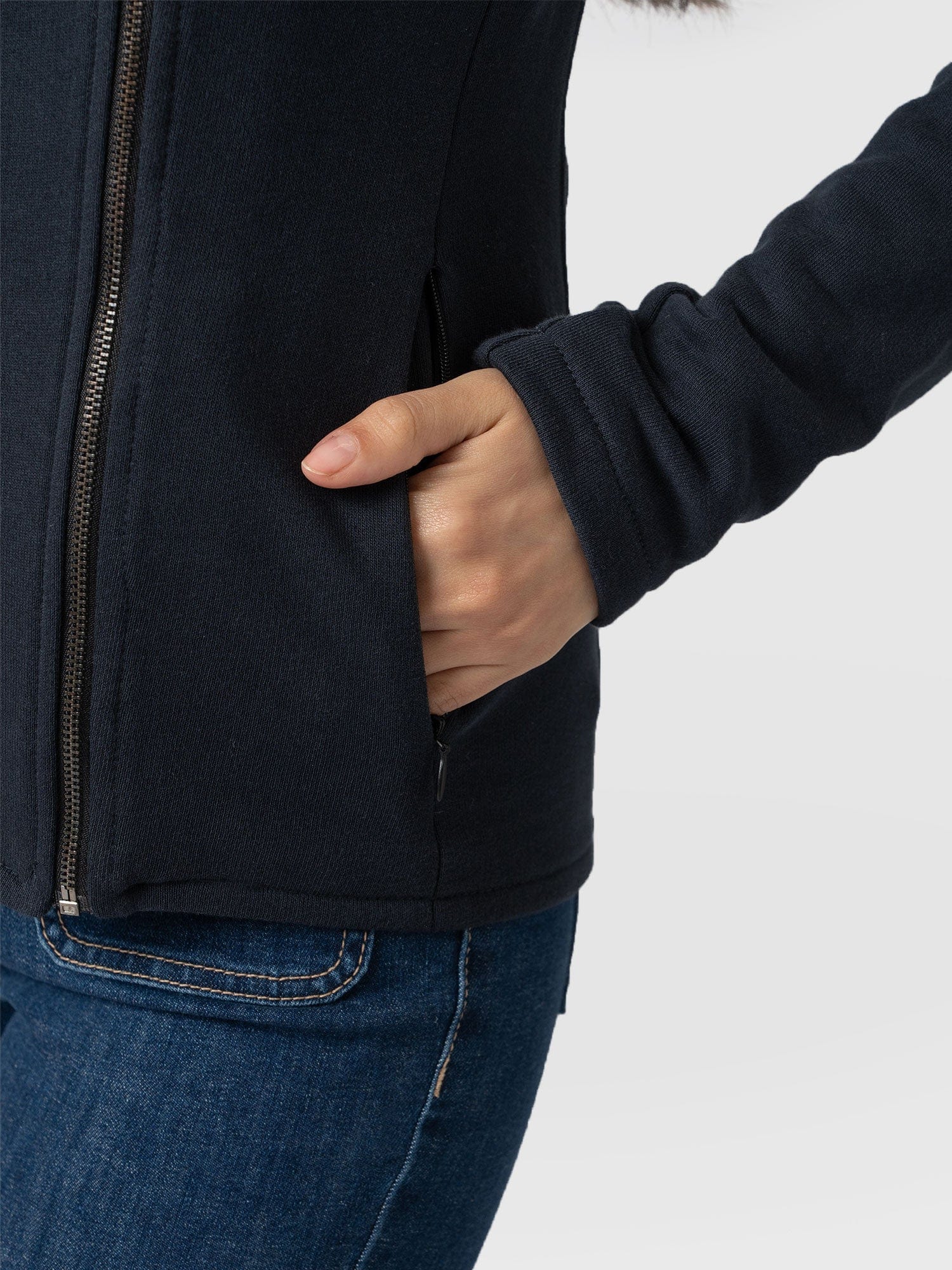 Cotton Biker Jacket Navy - Women's Jackets | Saint + Sofia® UK