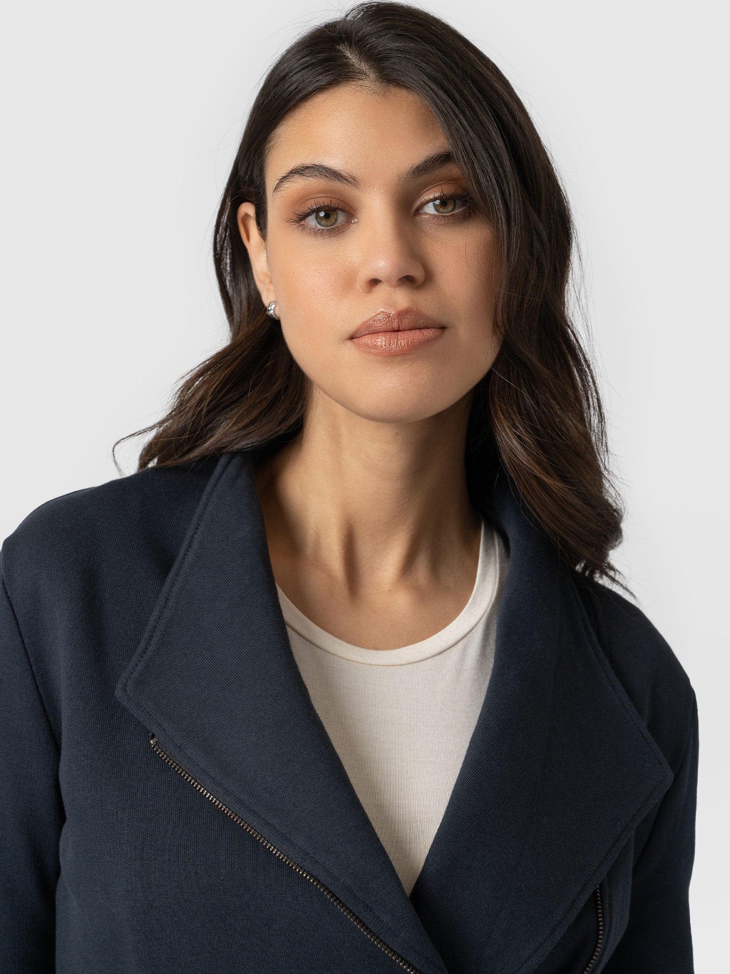 Cotton Biker Jacket Navy - Women's Jackets | Saint + Sofia® UK