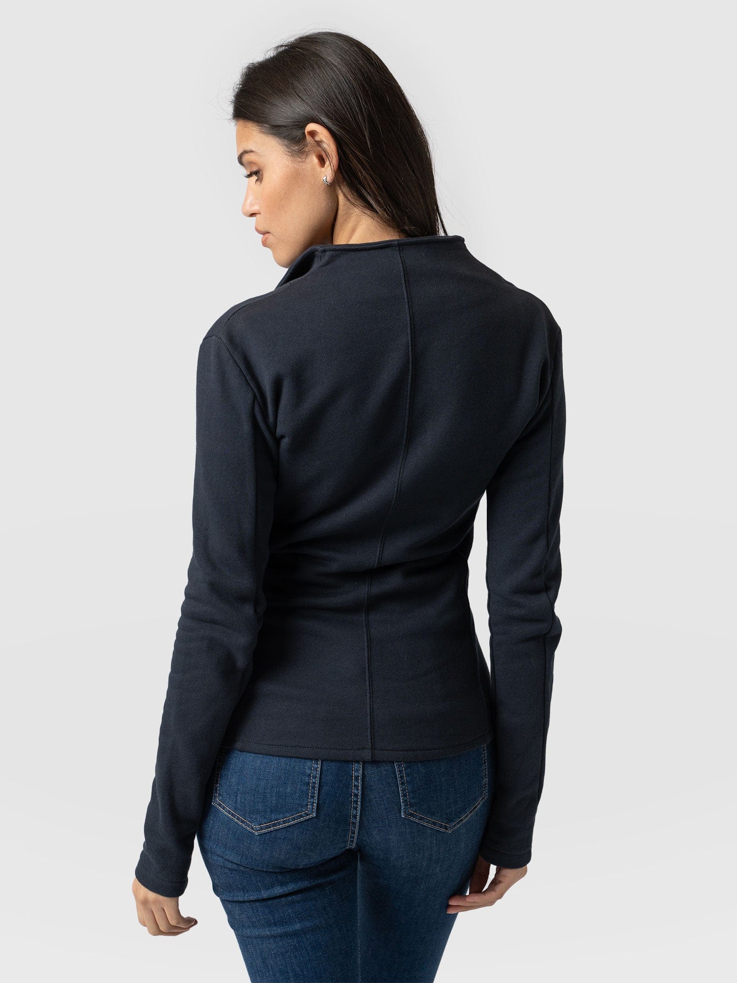 Cotton Biker Jacket Navy - Women's Jackets | Saint + Sofia® UK