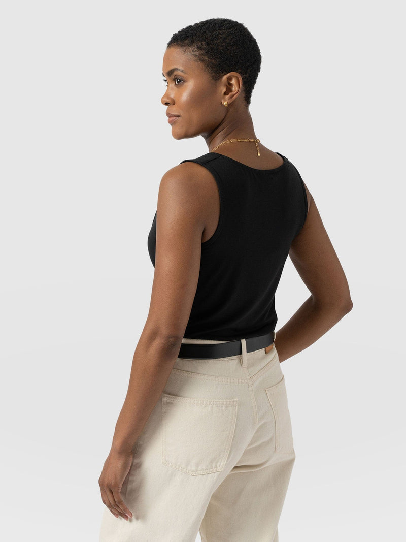Cowl Neck Cami Black - Women's T-Shirts | Saint + Sofia® UK