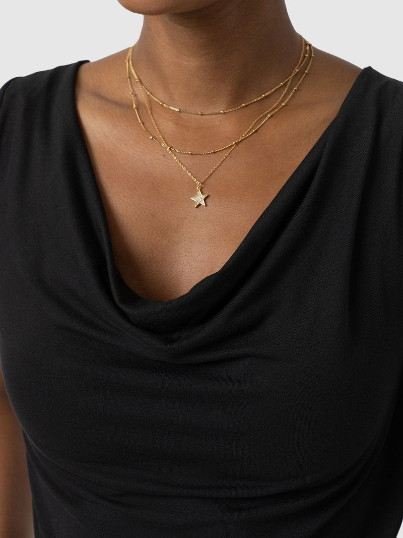 Cowl Neck Cami Black - Women's T-Shirts | Saint + Sofia® UK