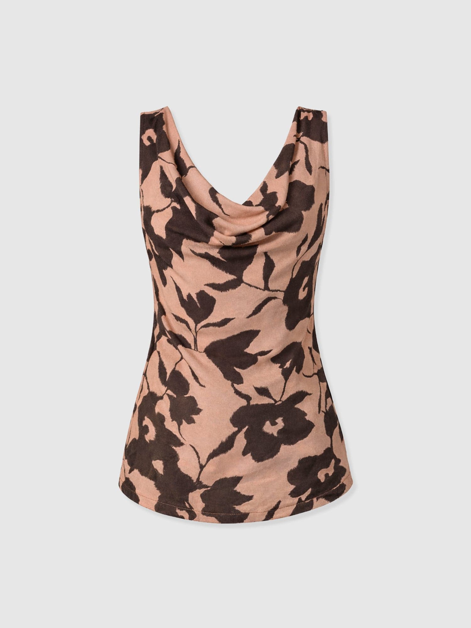 Cowl Neck Cami - Brown Floral - Women's T-shirts | Saint + Sofia® UK