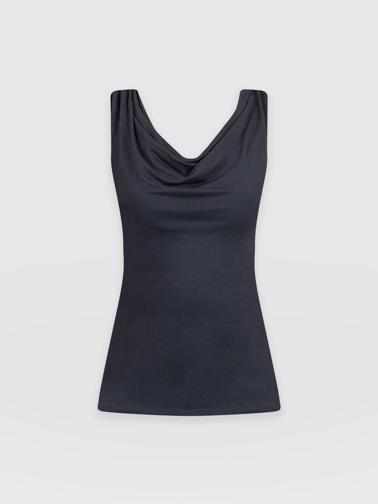 Cowl Neck Cami Navy - Women's T-Shirts | Saint and Sofia® UK