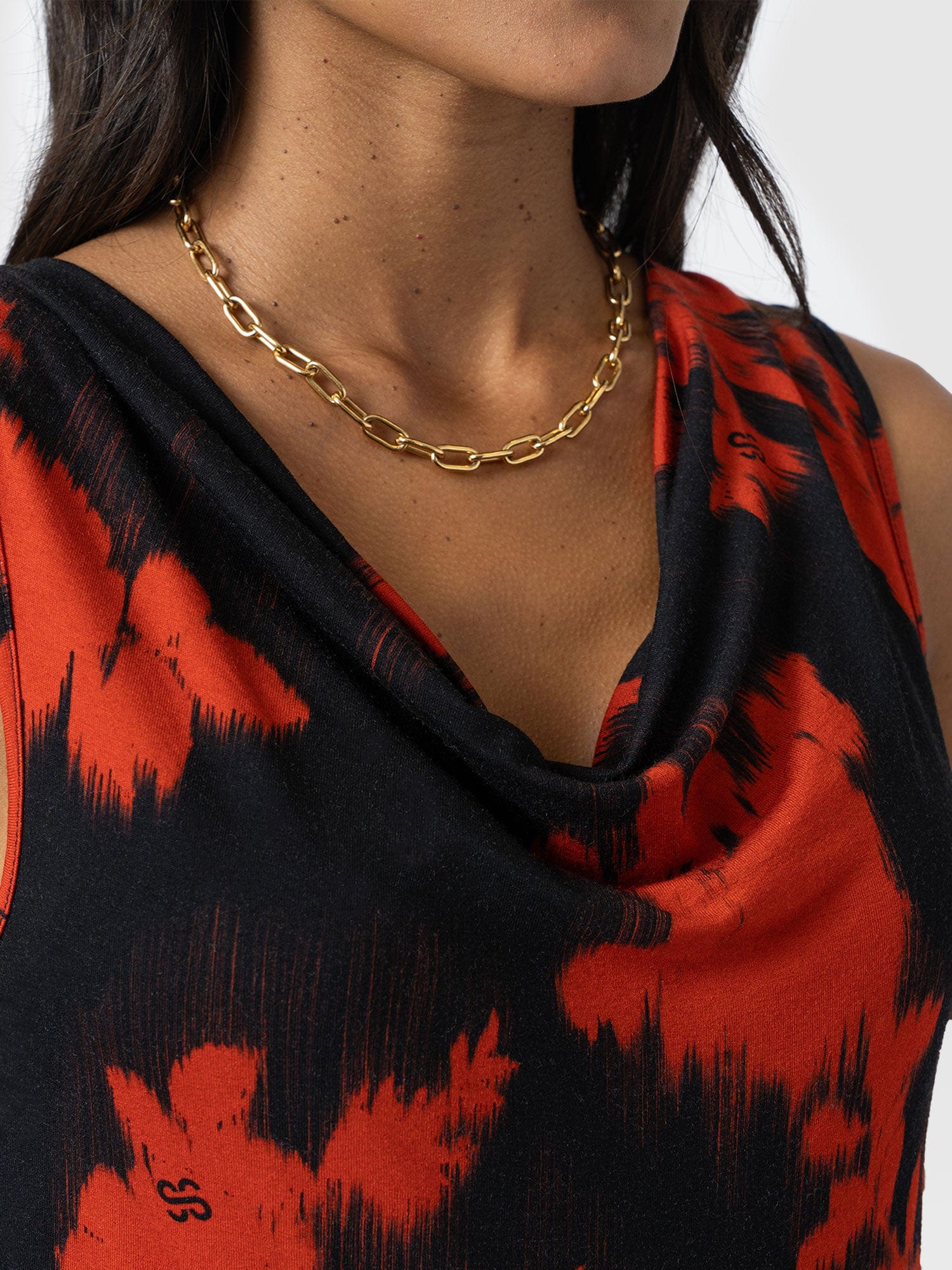 Cowl Neck Cami - Orange Fade Floral - Women's T-shirts | Saint + Sofia® UK