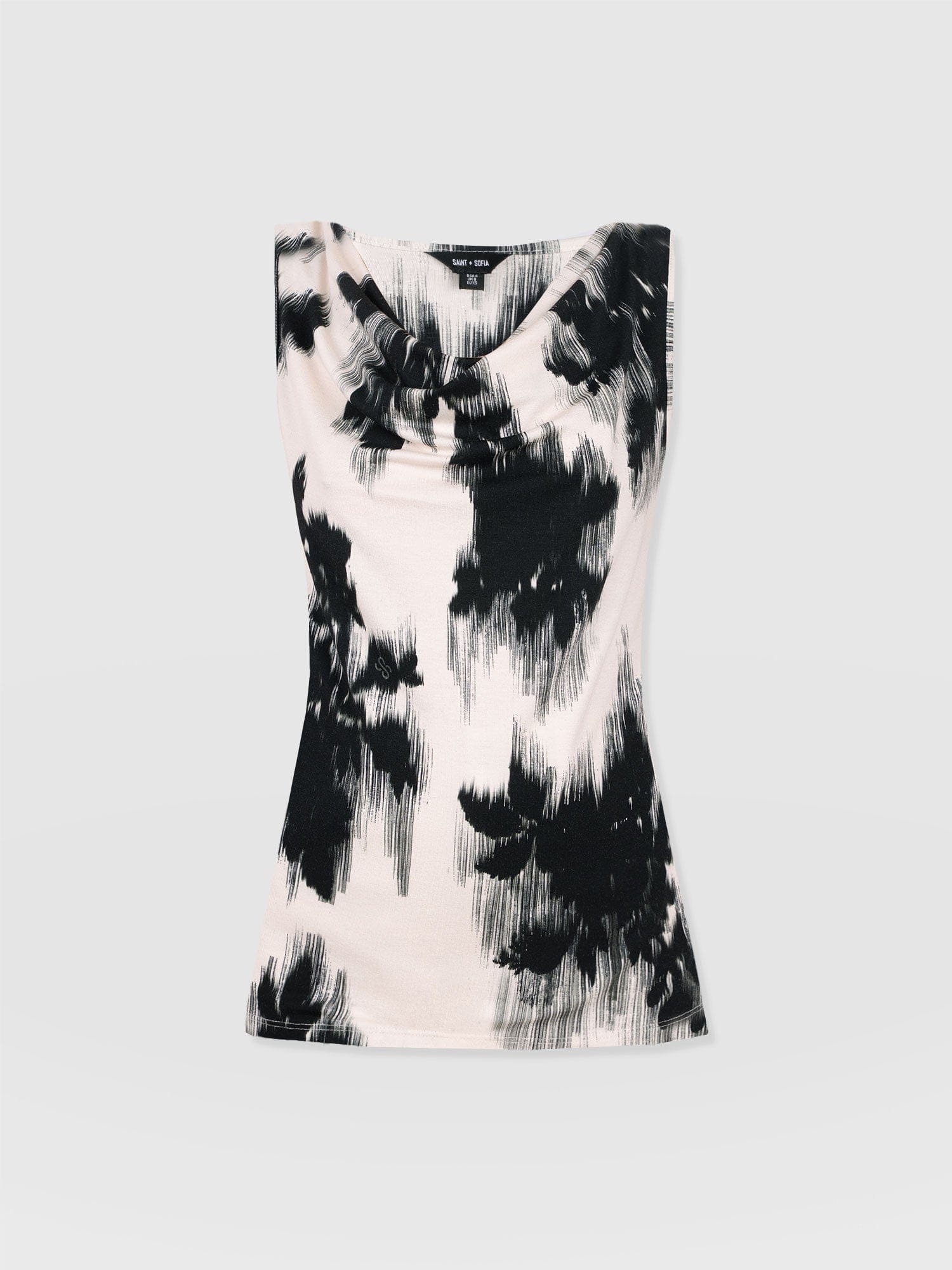 Cowl Neck Cami - White Fade Floral - Women's T-shirts | Saint + Sofia® UK