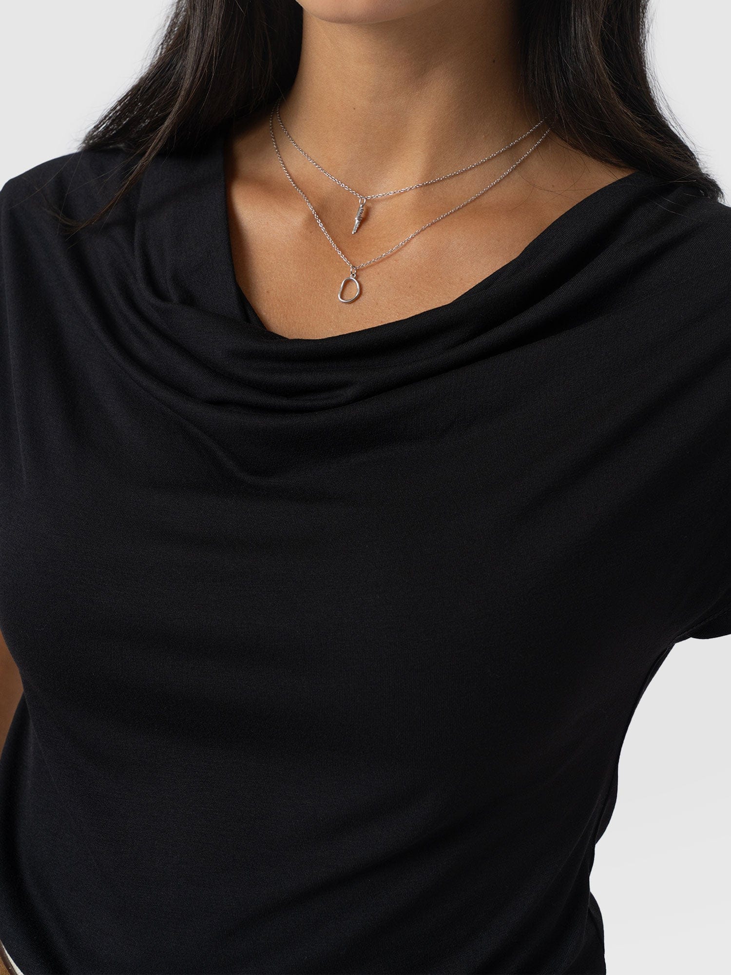 Cowl Neck Tee Black - Women's T-Shirts | Saint + Sofia® UK