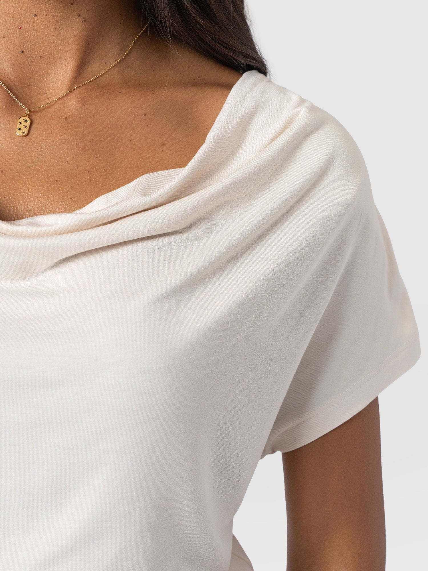 Cowl Neck Tee Cream - Women's T-Shirts | Saint + Sofia® UK