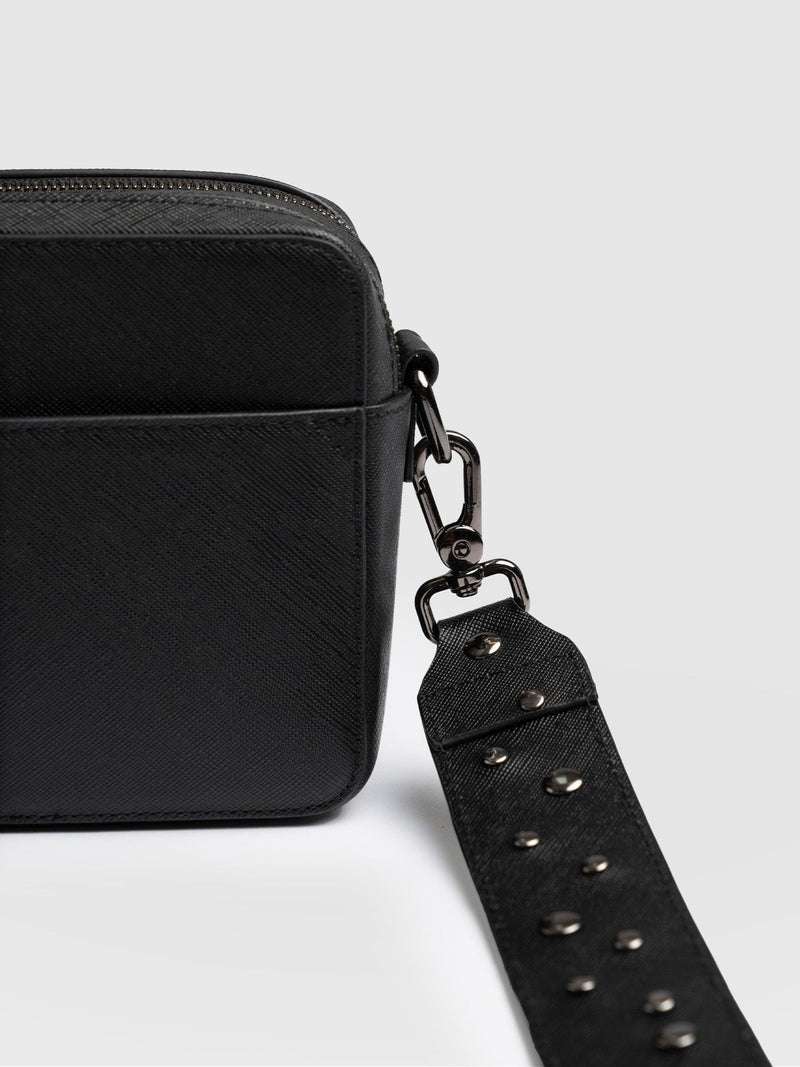 Cross Body Bag Black Studded - Women's Cross Body Bag | Saint + Sofia® UK
