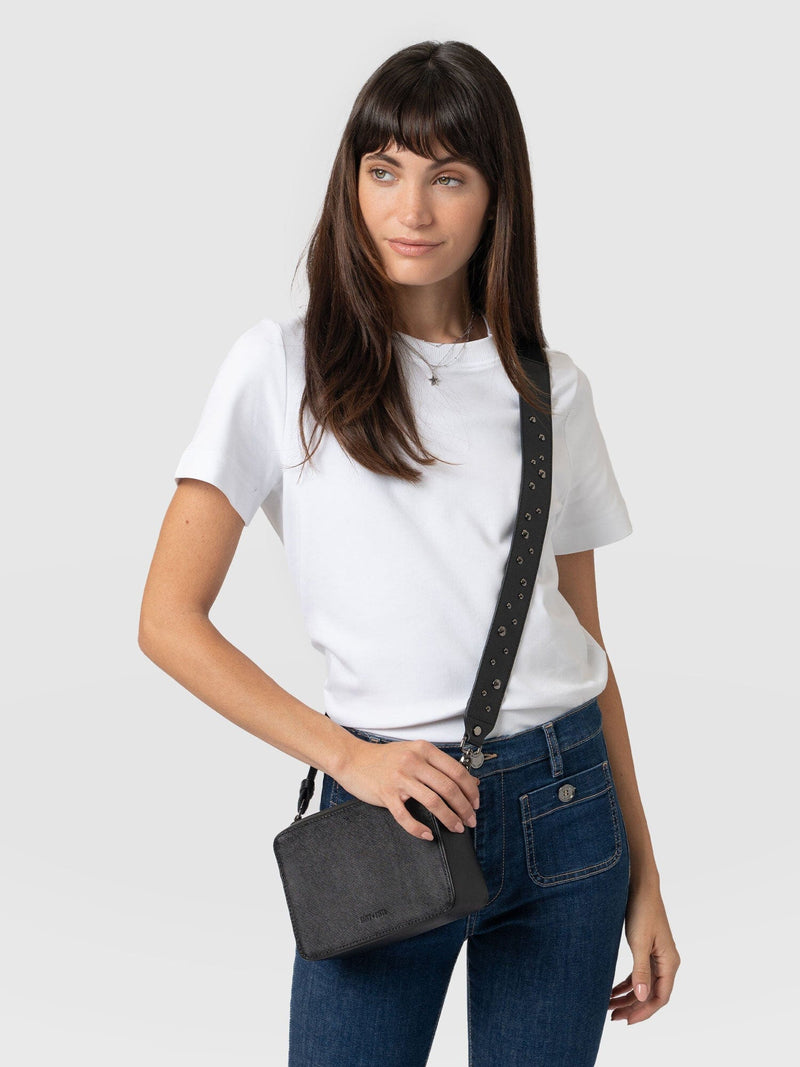 Cross Body Bag Black Studded - Women's Cross Body Bag | Saint + Sofia® UK