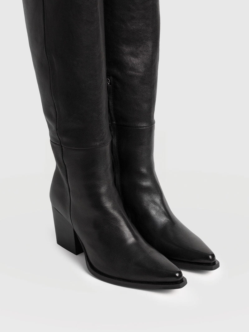 Dallas Knee High Boot - Black - Women's Shoes | Saint + Sofia® UK