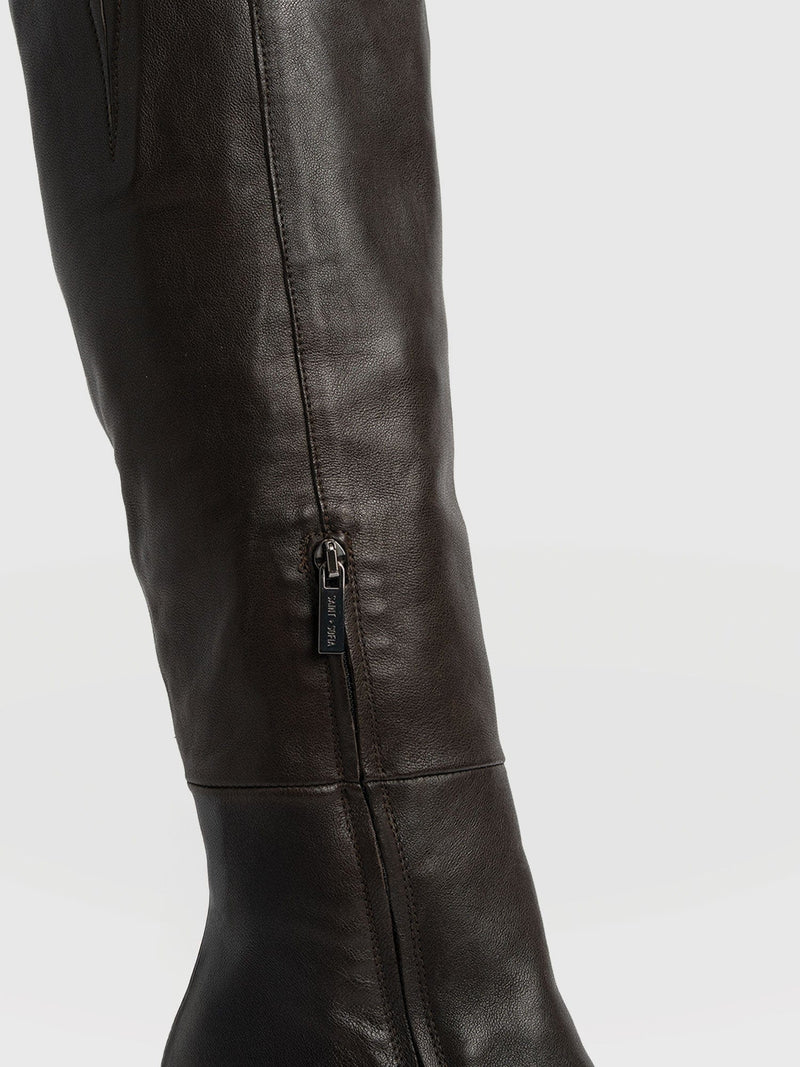 Dallas Knee High Boot - Chocolate - Women's Shoes | Saint + Sofia® UK