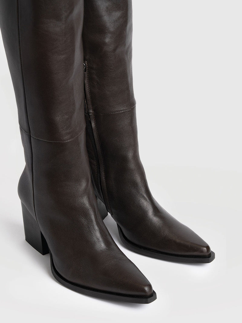 Dallas Knee High Boot - Chocolate - Women's Shoes | Saint + Sofia® UK