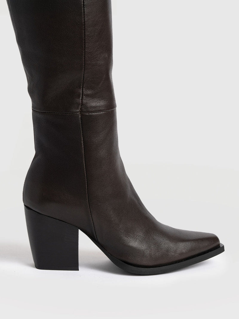 Dallas Knee High Boot - Chocolate - Women's Shoes | Saint + Sofia® UK