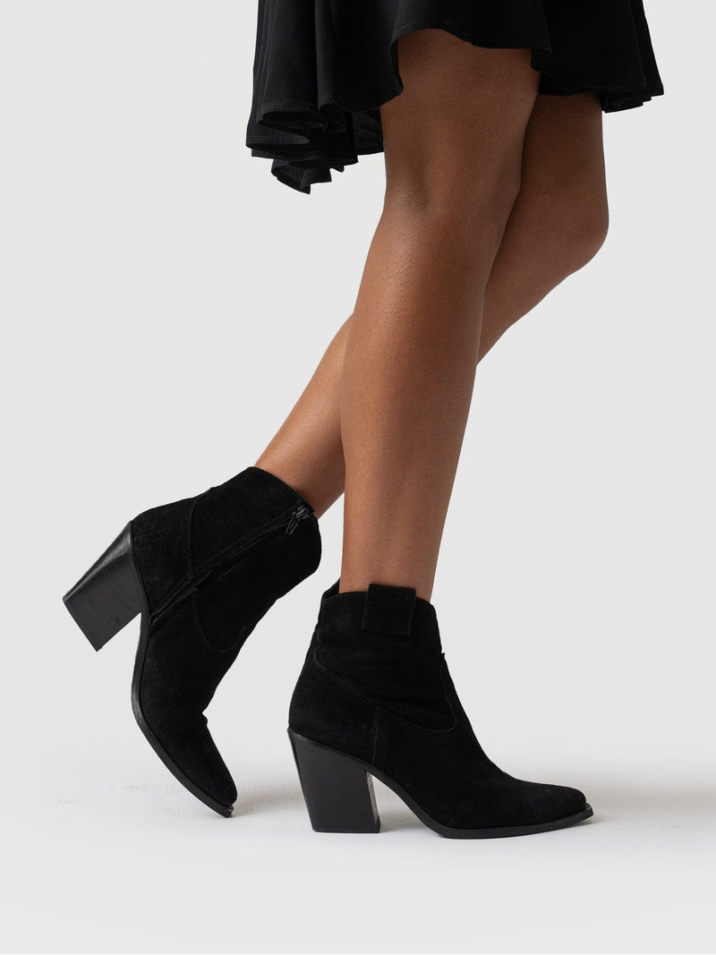 Dallas Mid Boot Black - Women's Leather Boots | Saint + Sofia® UK