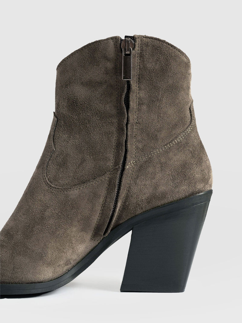 Dallas Mid Boot Taupe - Women's Leather Boots | Saint + Sofia® UK