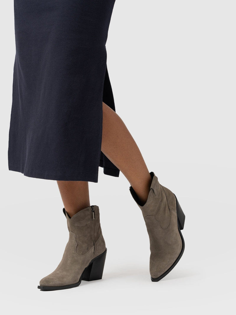 Dallas Mid Boot Taupe - Women's Leather Boots | Saint + Sofia® UK