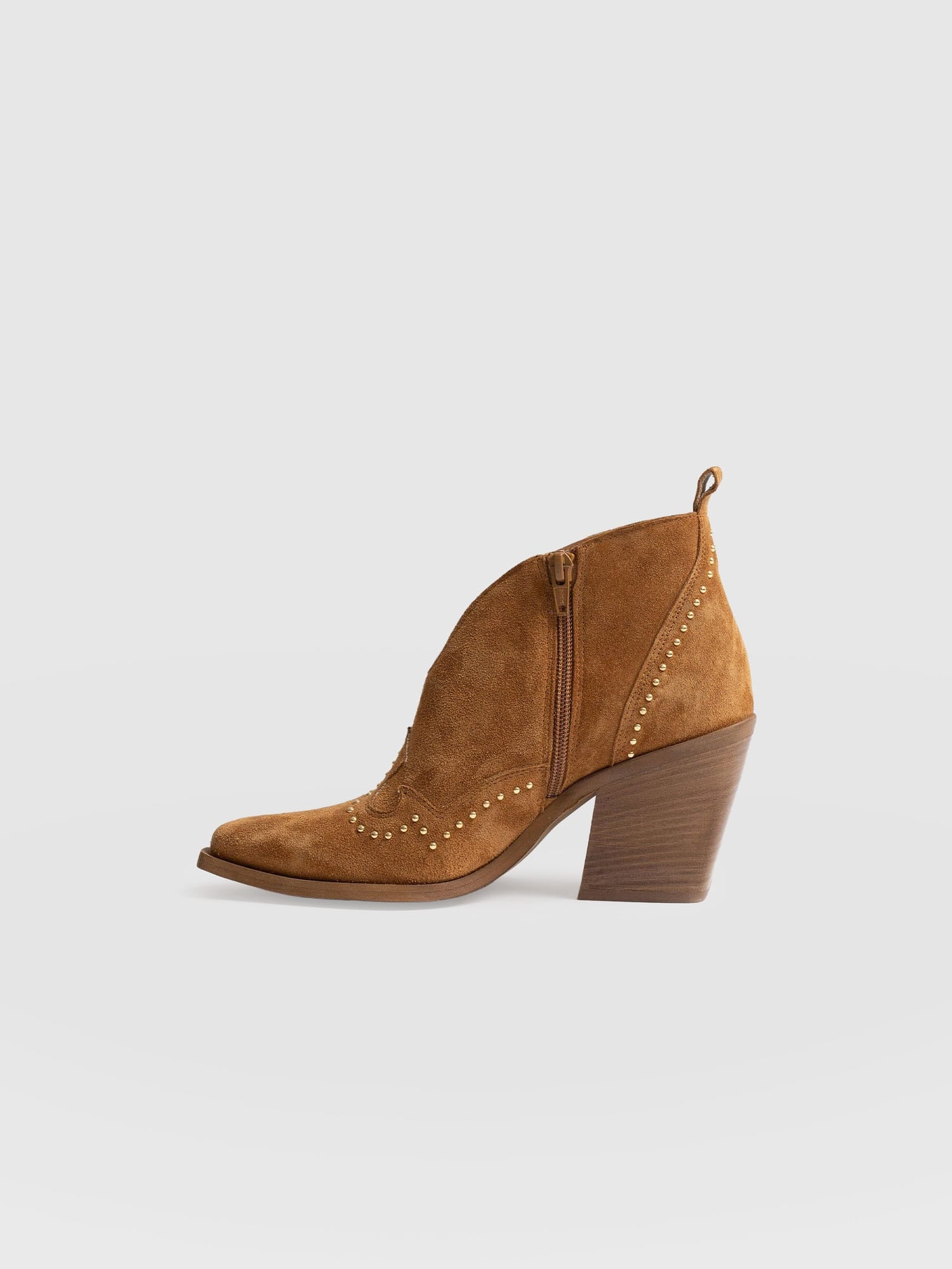 Dallas Studded Ankle Boot Tan - Women's Leather Boots | Saint + Sofia® UK