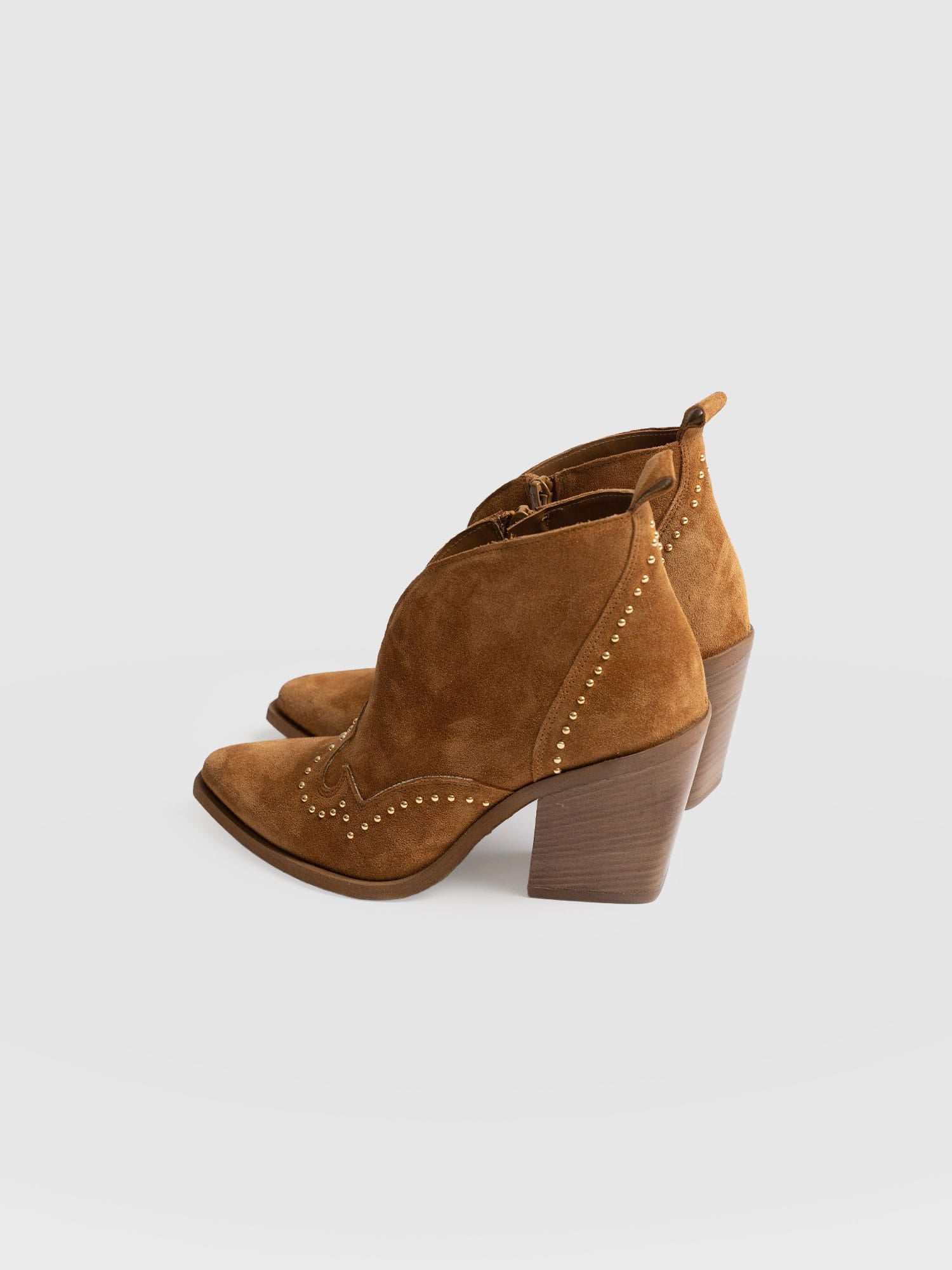 Dallas Studded Ankle Boot Tan - Women's Leather Boots | Saint + Sofia® UK