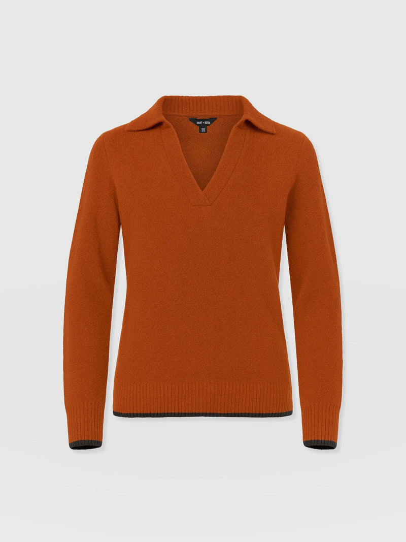 Delphi Polo Knit - Burnt Orange
