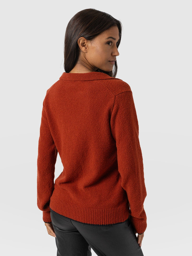 Delphi Polo Knit - Burnt Orange - Women's T-shirts | Saint + Sofia® UK
