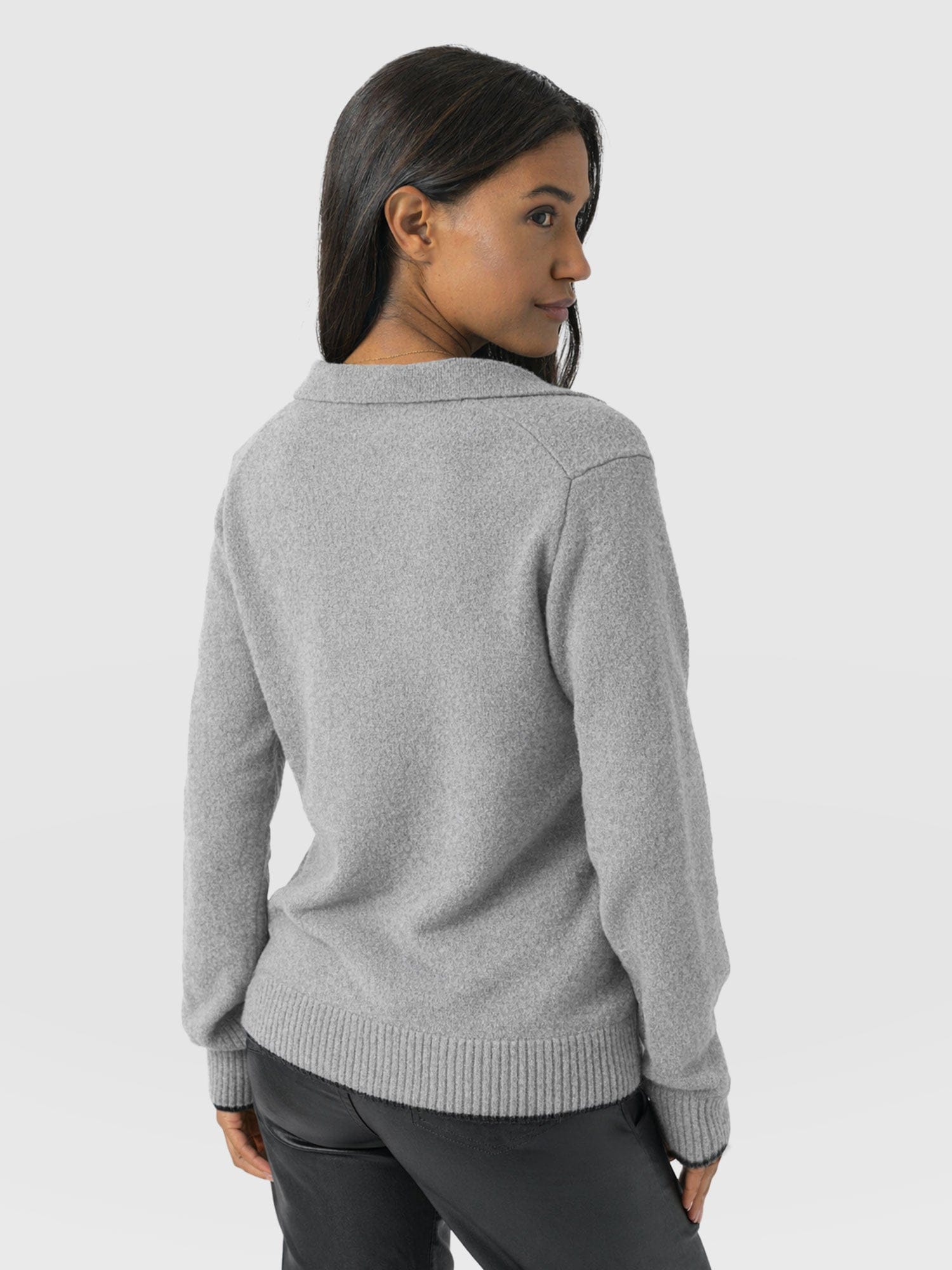 Delphi Polo Knit - Grey - Women's Jumpers | Saint + Sofia® UK