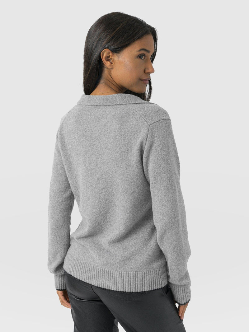 Delphi Polo Knit - Grey - Women's Jumpers | Saint + Sofia® UK