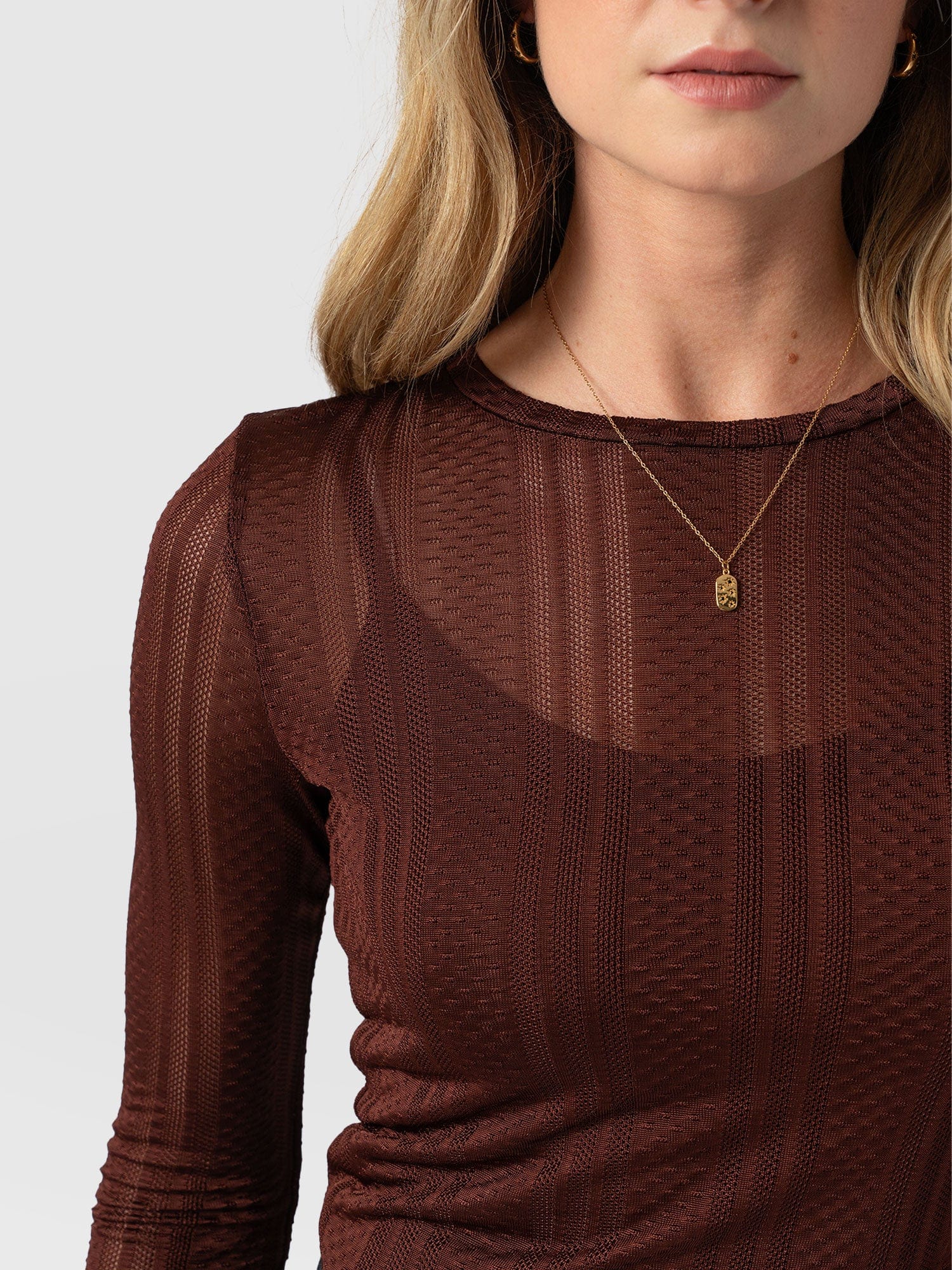 Demi Lace Long Sleeve Tee Maroon - Women's Tops | Saint + Sofia® UK