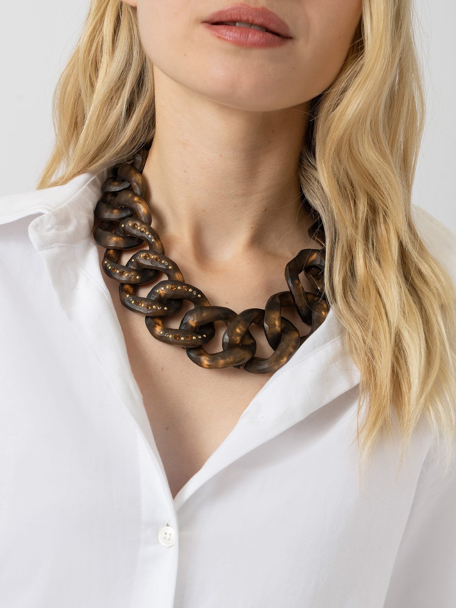 Diamante Chain Necklace - Brown - Women's Jewellers | Saint and Sofia® UK