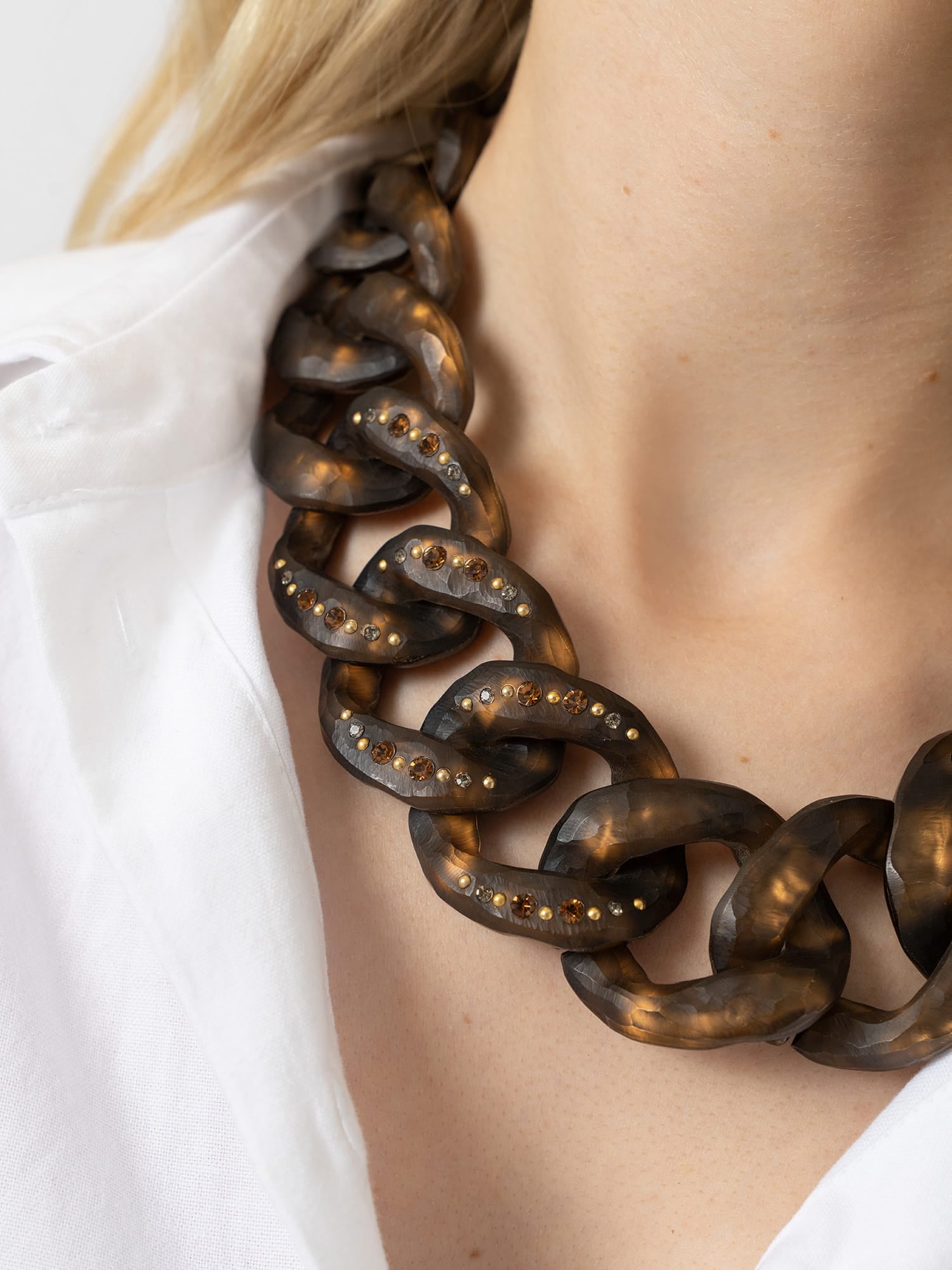 Diamante Chain Necklace - Brown - Women's Jewellers | Saint and Sofia® UK