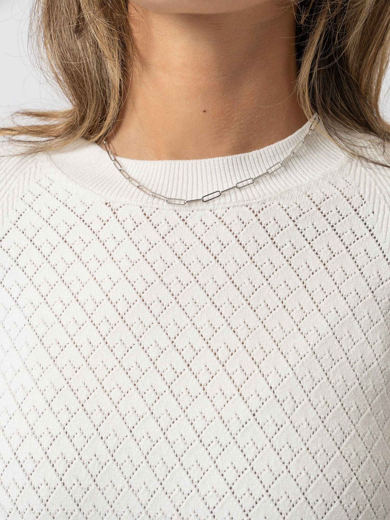 Diamond Knit Jumper White - Women's Sweaters | Saint + Sofia® UK
