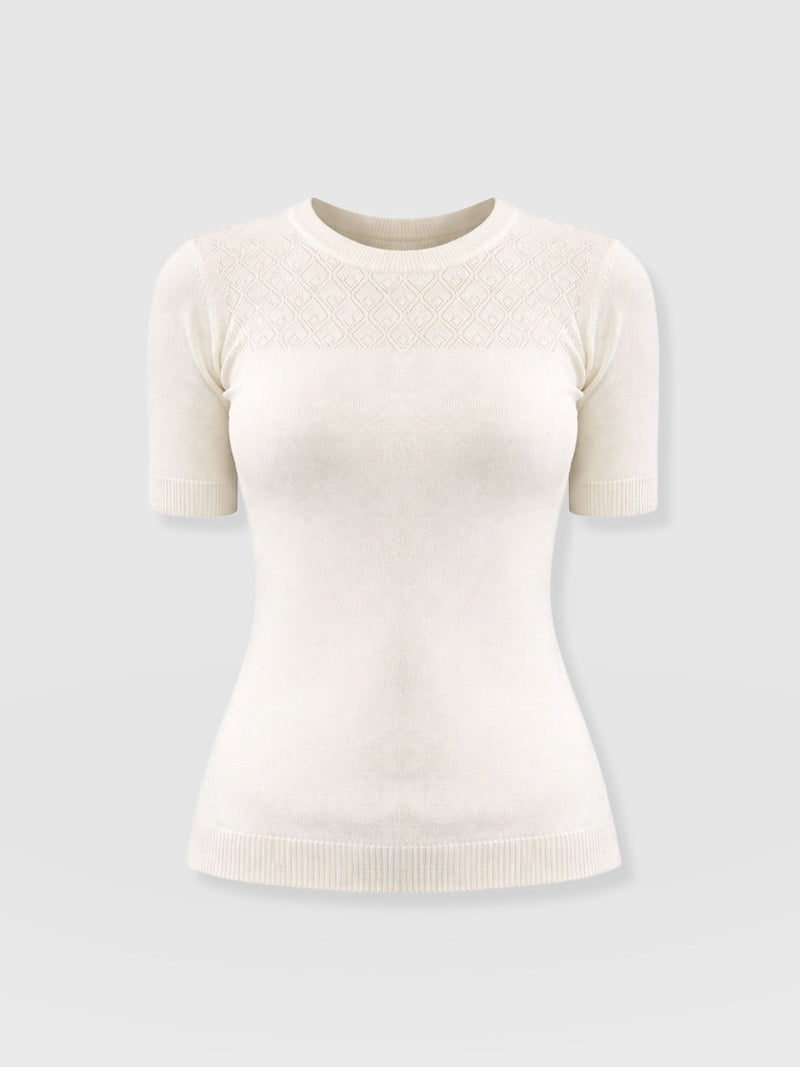 Diamond Knit Tee - Cream - Women's Jumpers | Saint + Sofia® UK