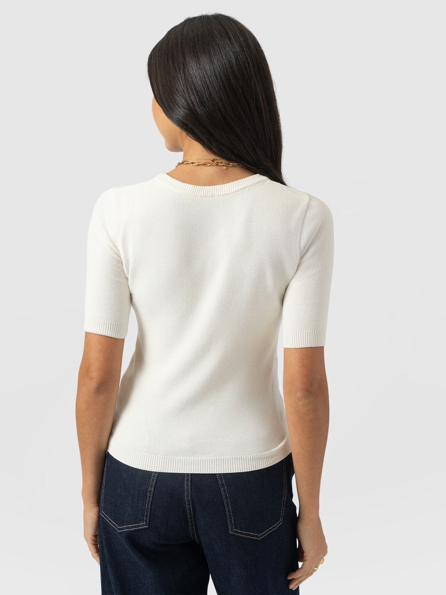 Diamond Knit Tee - Cream - Women's Jumpers | Saint + Sofia® UK