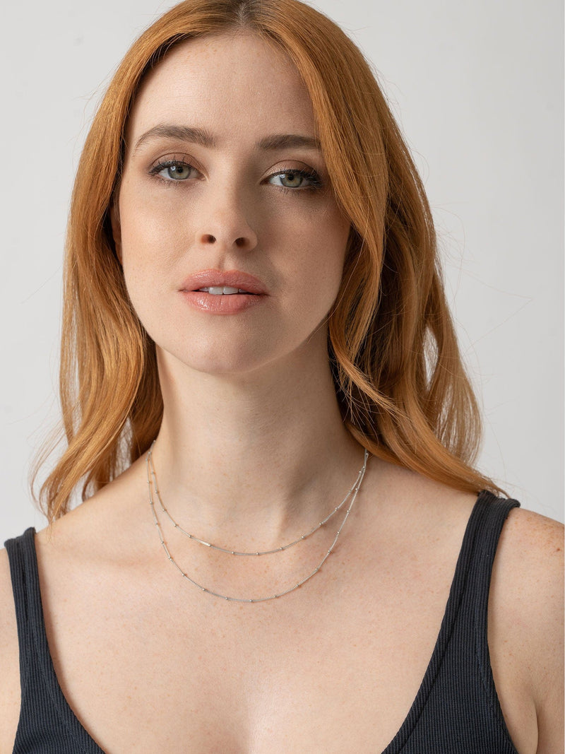 Double Ball Chain Necklace - Silver