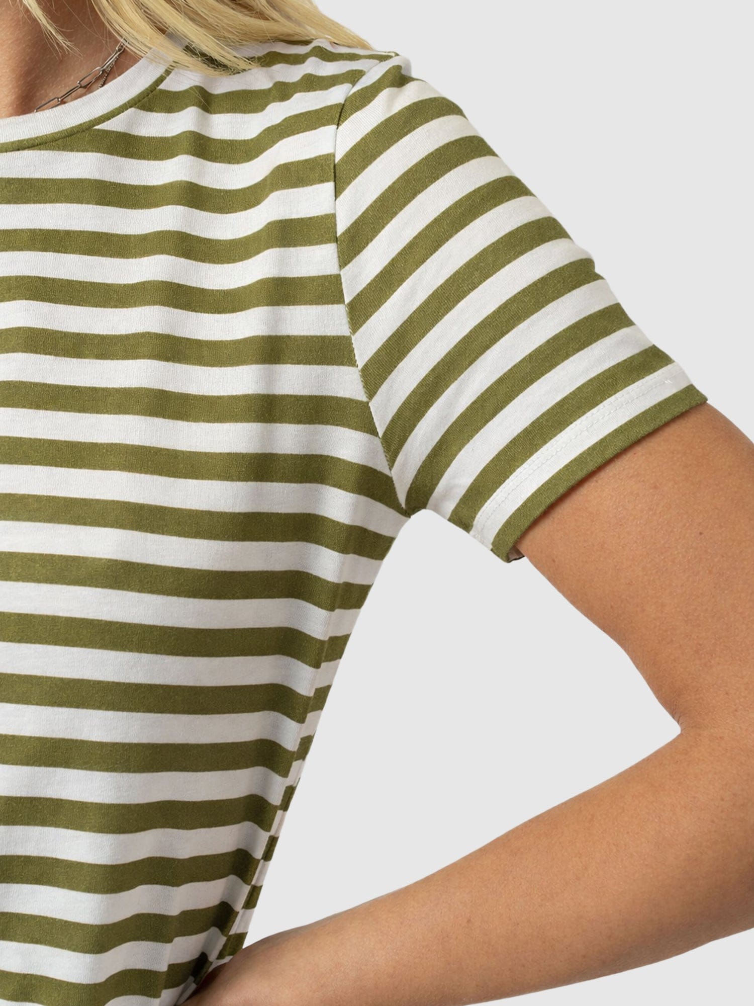 Easy T - Shirt Midi Dress - Green Stripe - Women's Dresses | Saint and Sofia® UK