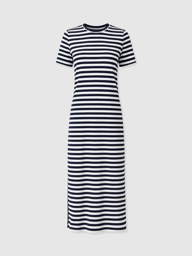 Easy T - Shirt Midi Dress - Navy Stripe - Women's Dresses | Saint + Sofia® UK