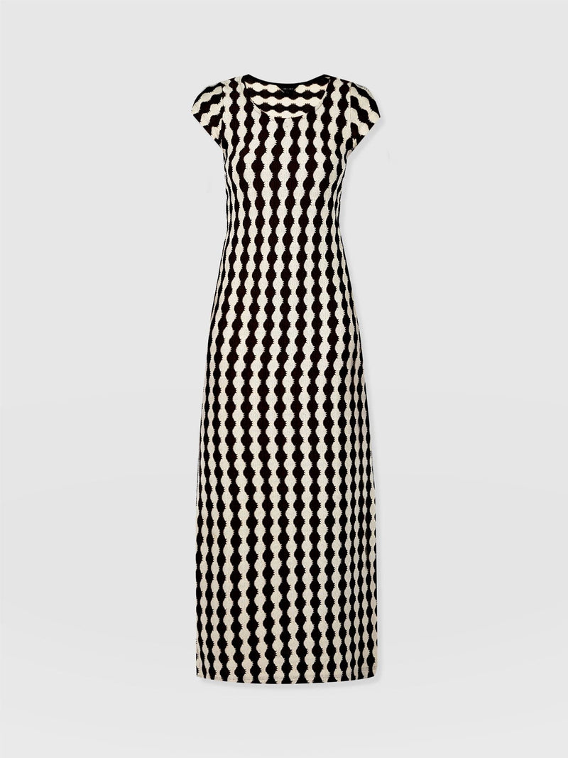 Elise Scoop Neck Midaxi Dress - Black/Cream - Women's Dresss | Saint + Sofia® UK