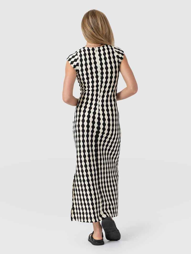 Elise Scoop Neck Midaxi Dress - Black/Cream - Women's Dresss | Saint + Sofia® UK