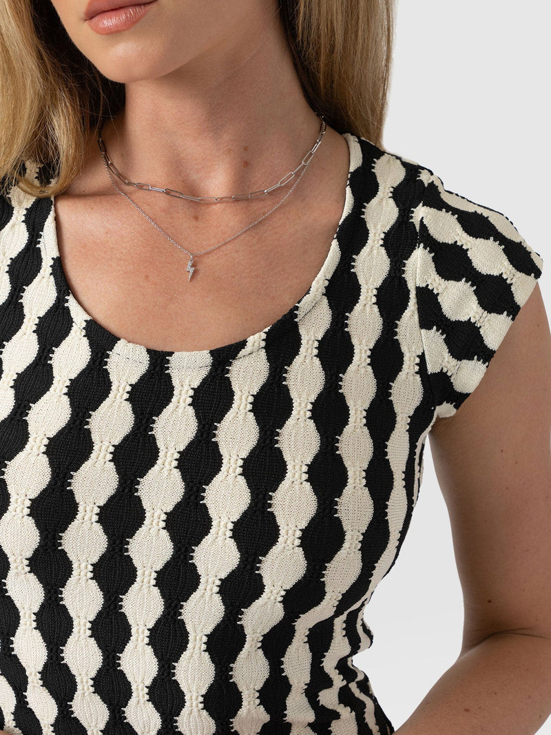 Elise Scoop Neck Midaxi Dress - Black/Cream - Women's Dresss | Saint + Sofia® UK